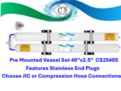 Watermaker CS 2540 40" x 2.5" RO Pressure Vessel Mounted Set