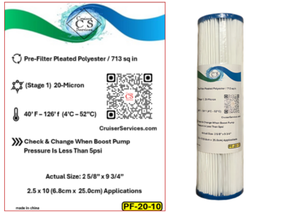 Watermaker Pre-Filter 20micron 10” x 2.5”