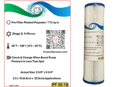Watermaker Pre-Filter 5micron 10” x 2.5”