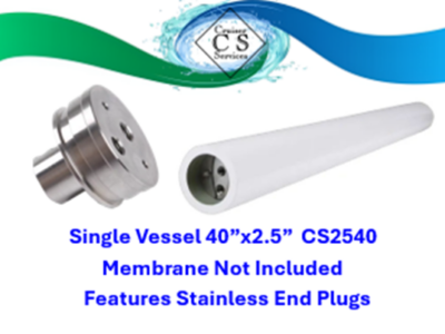 Watermaker 40inch x 2.5inch Pressure Vessels with Stainless Steel End Plugs
