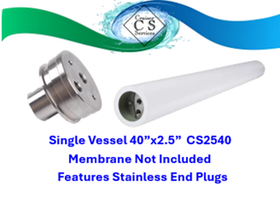 Watermaker 40inch x 2.5inch Pressure Vessels with Stainless Steel End Plugs