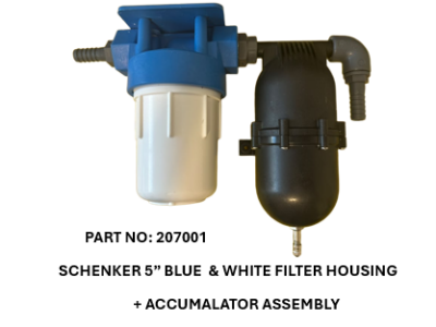 Schenker Zen30 Watermaker Blue & White 5 Micron Filter Housing With Accumulator-Assembly Part No 207001