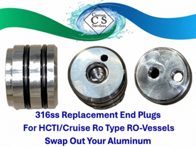 Replacement Set of Stainless Steel End Plug for HCTI/Cruise RO type RO Pressure Vessels
